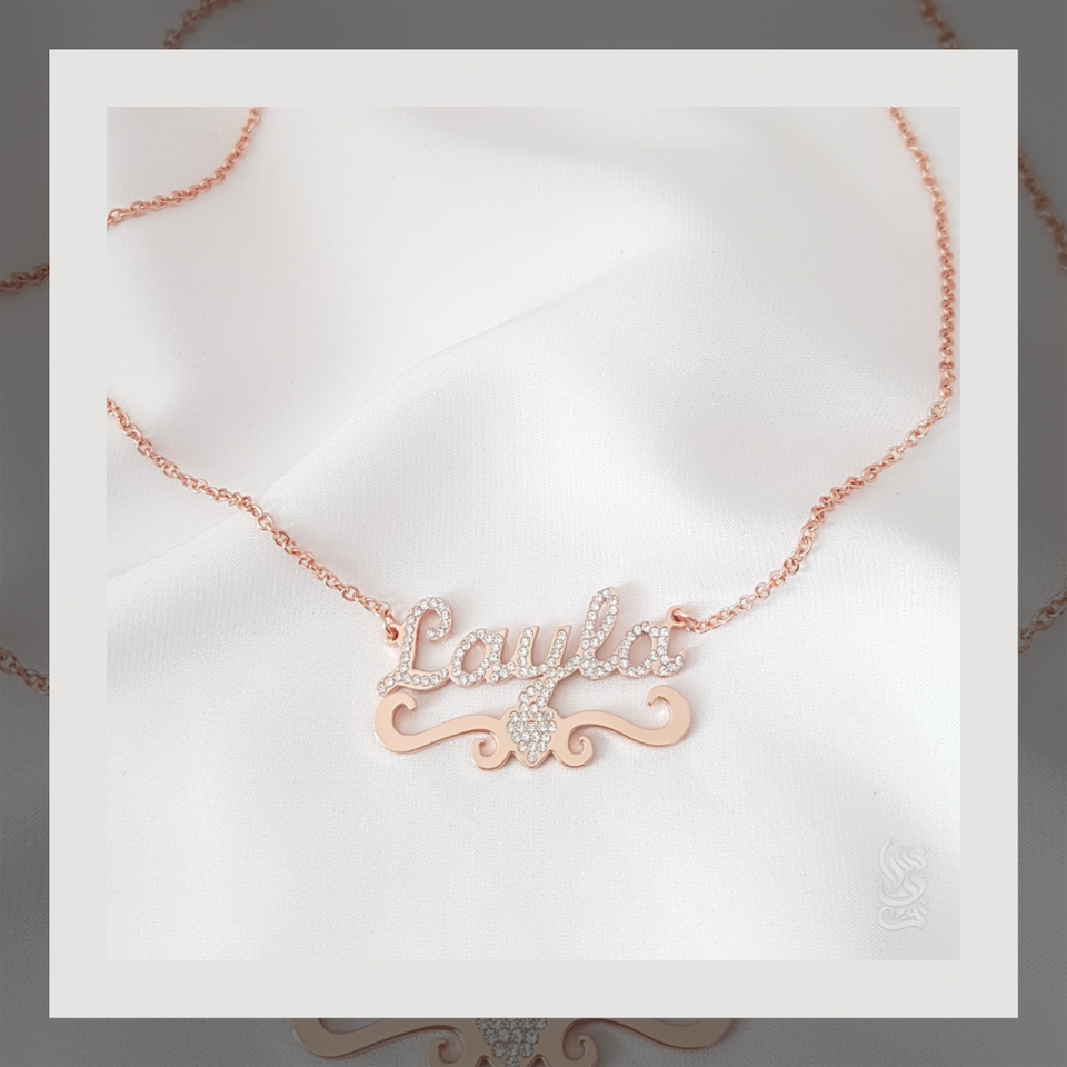 Personalised iced out necklace with heart shape