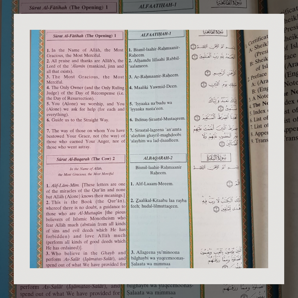 Qur'an With Translation And transliteration In Roman Script